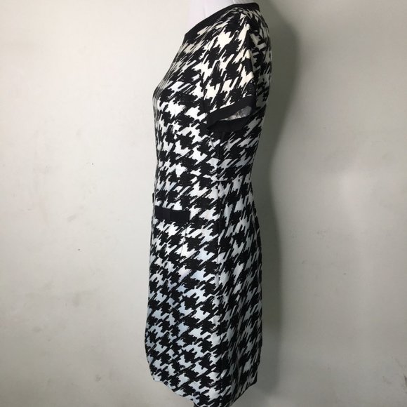 Kate Spade Women's Houndstooth Sheath Mini Dress Short Sleeve Size 0 Bla… - Picture 10 of 16